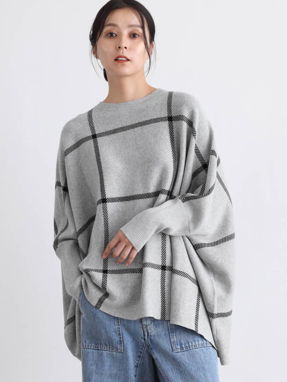 希少　ダチュラ　ドルマン　パール　ケーブルニット　アウター　平成　ギャル ドルマンチェックニットプルオーバー - CLOVE - CLOVE｜YAMADAYA STORE